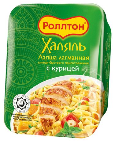 Лапша быстрого приготовления Роллтон Халяль лагманная с курицей, 90г х 24 шт.