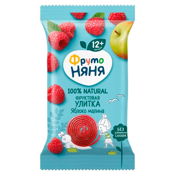 Кусочки фруктовые ФрутоНяня Фруктовая улитка яблоко малина 15 гр