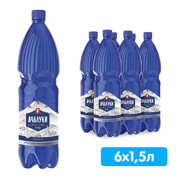 Вода лечебно-столовая Ачалуки 1.5 литра, газ, пэт, 6 шт. в уп.