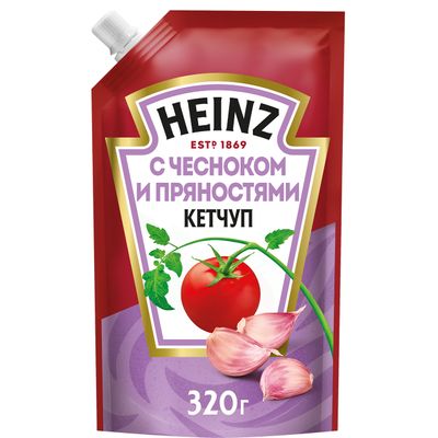 Кетчуп Heinz c чесноком и пряностями, 320г х 16шт.