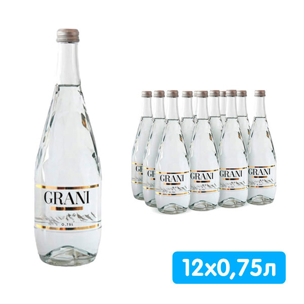 Вода Grani 0.75 литра, без газа, стекло, 12 шт. в уп.