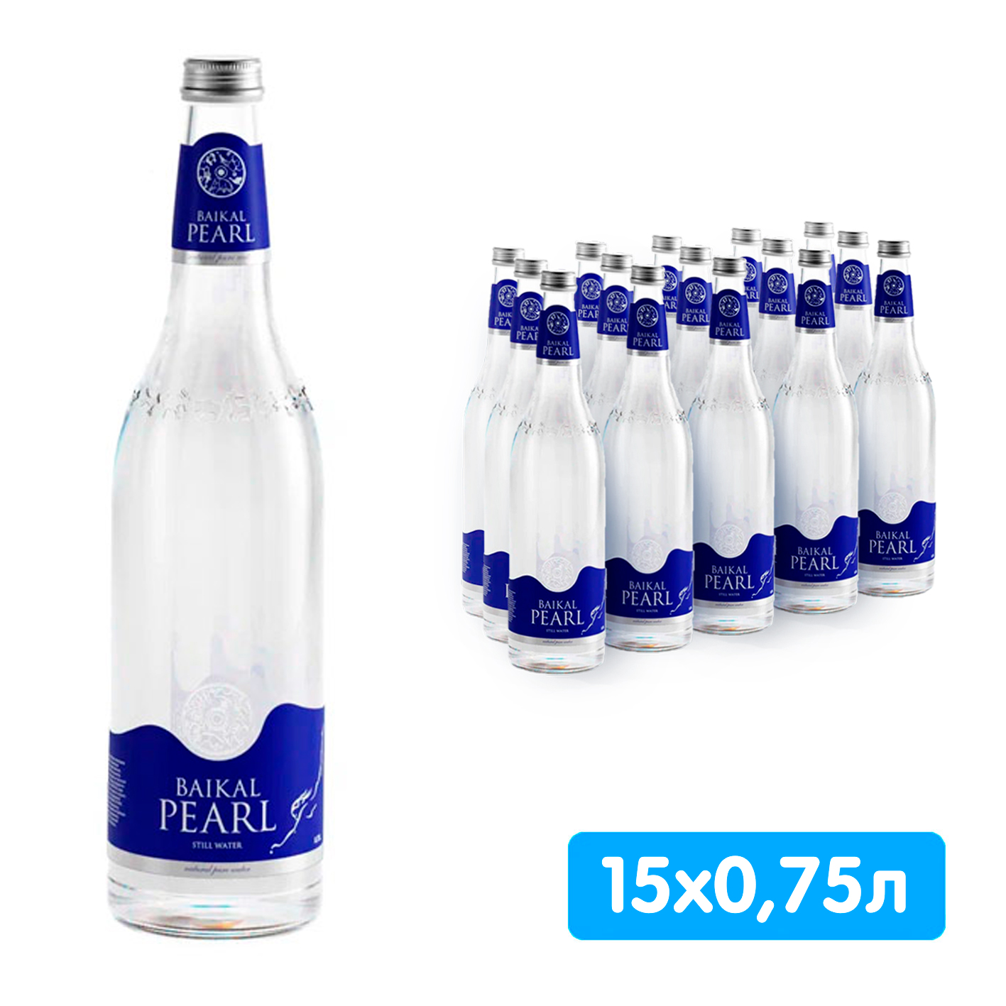 Вода Baikal Pearl / Жемчужина Байкала 0.75 литра, без газа, стекло, 15 шт. в уп.