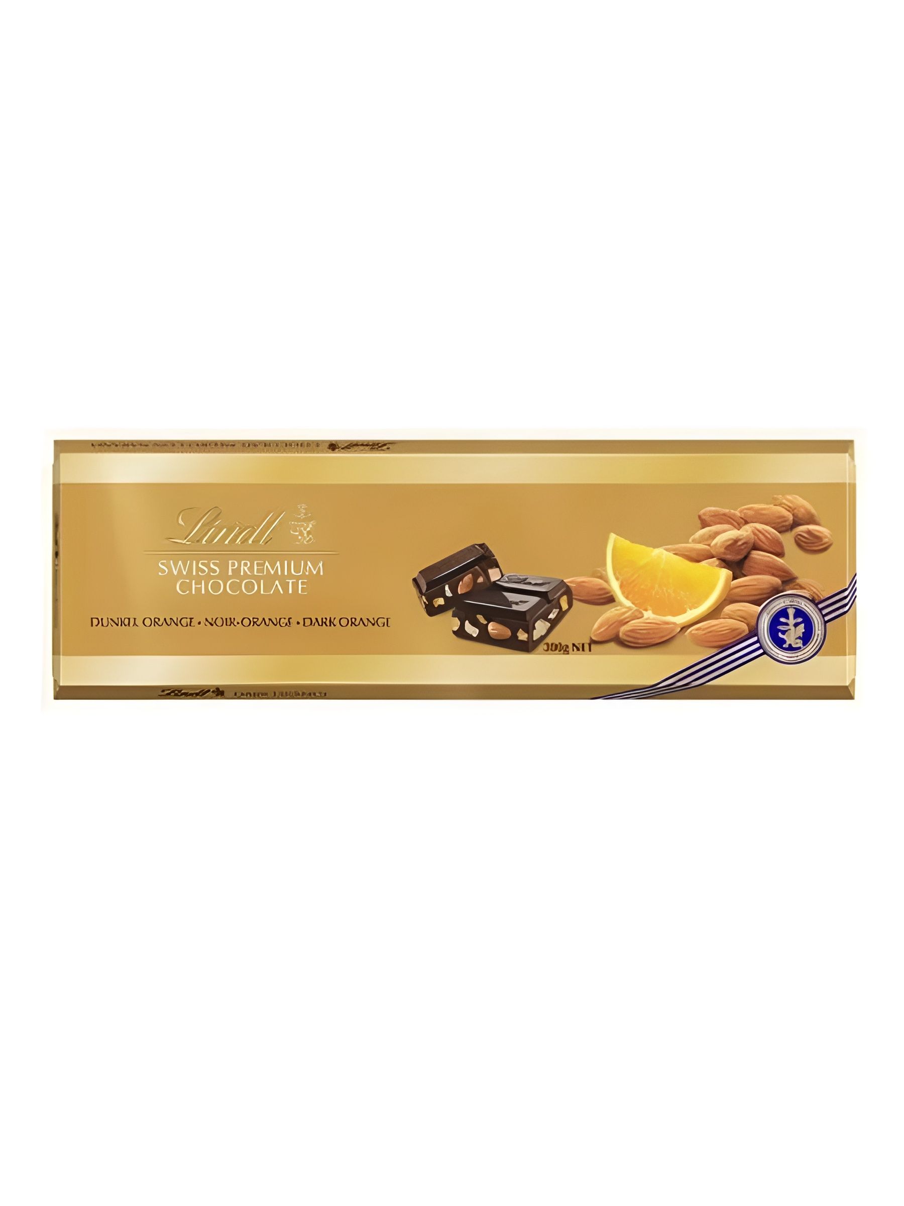 Шоколад темный LINDT GOLD с апельсином и цельным миндалем 300г. 2 шт.