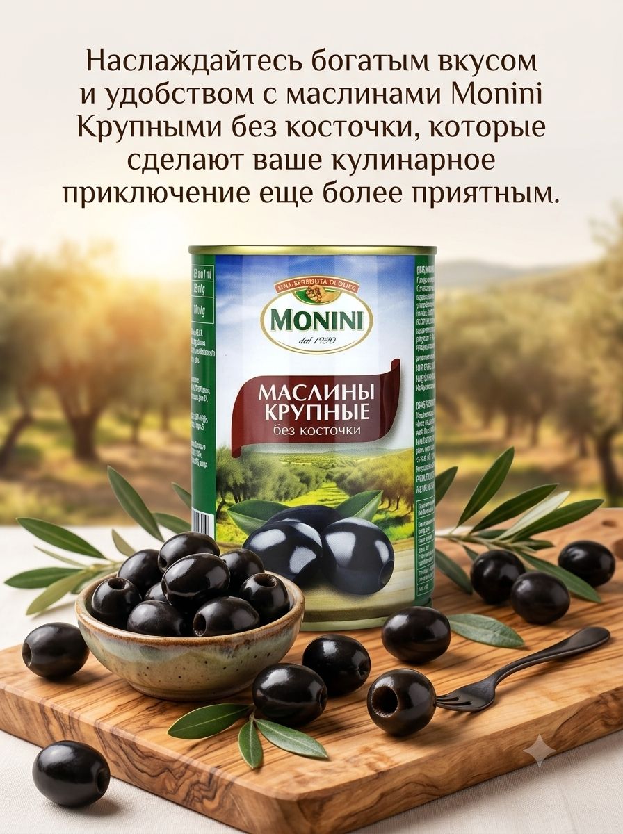 Monini Маслины Крупные без косточки, 385г, 12шт