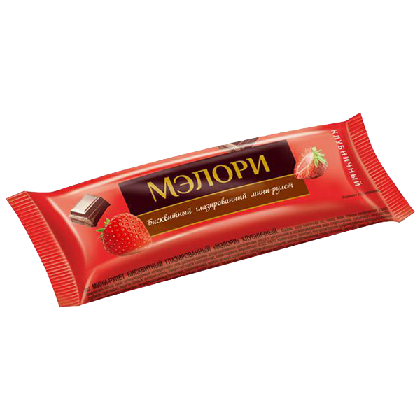 Рулет мини бисквитный Мэлори с клубничной начинкой 40 гр