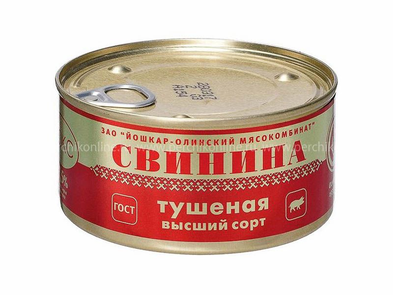 Свинина тушеная Йошкар-олинский МК №8 высший сорт ГОСТ, 325г х 18 шт.