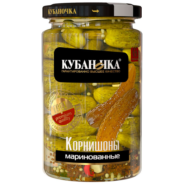 Огурцы Кубаночка корнишоны маринованные 360 гр