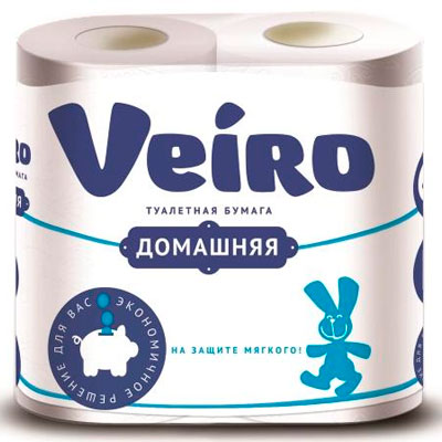 Туалетная Бумага Veiro Домашняя белая 2 слоя (4 шт)