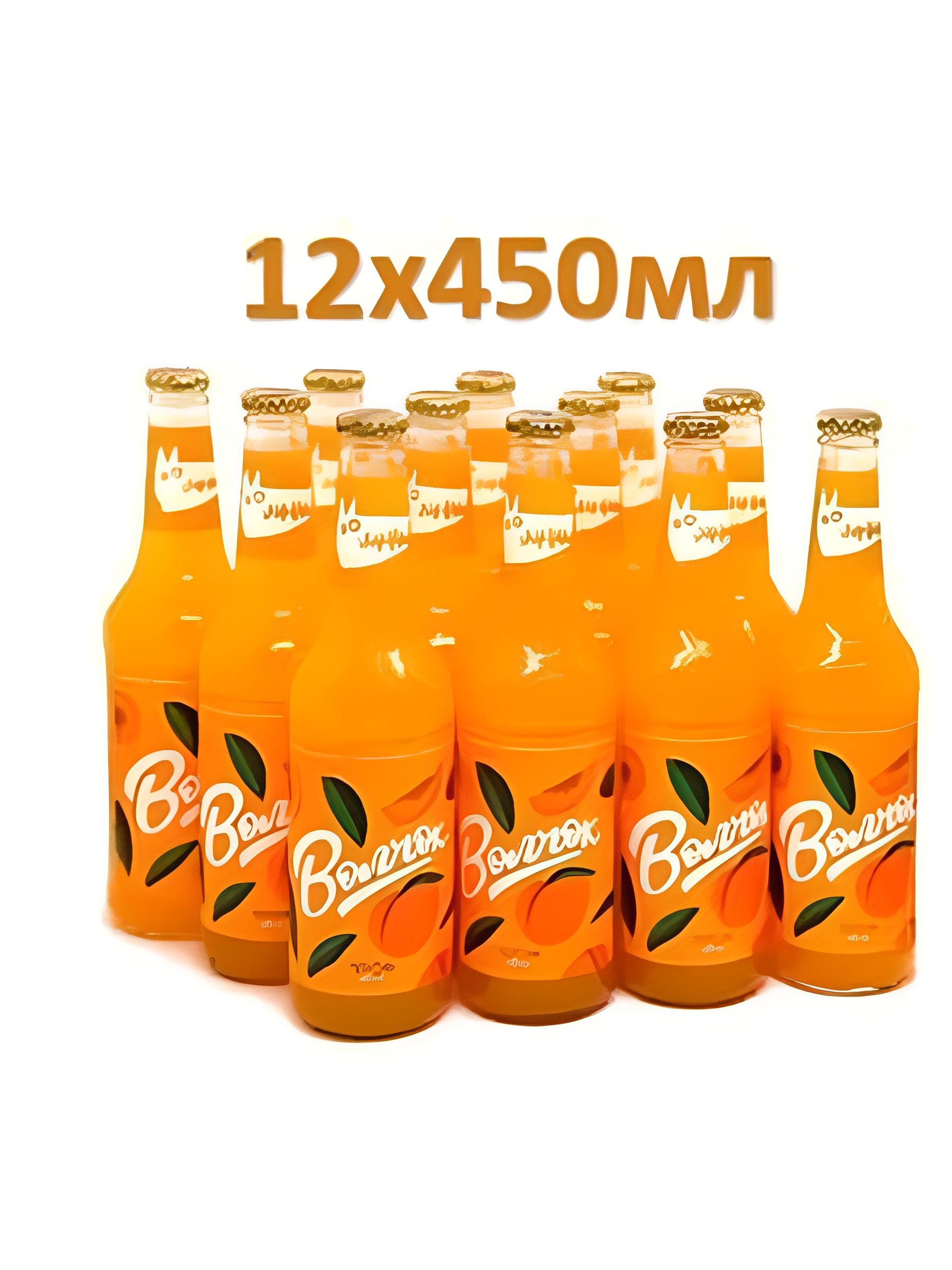 Лимонад Волчок, крафтовый, Персик, стекло. 450 мл x 12 шт