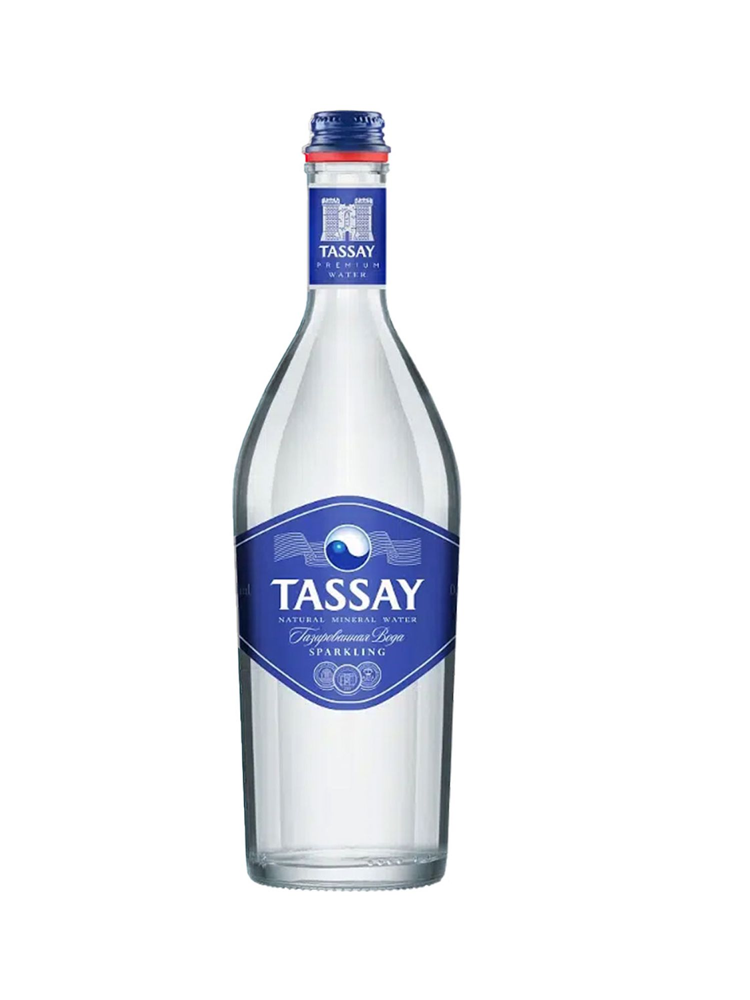 Вода Tassay 0.75 литра, газ, стекло, (упаковка 6 шт)