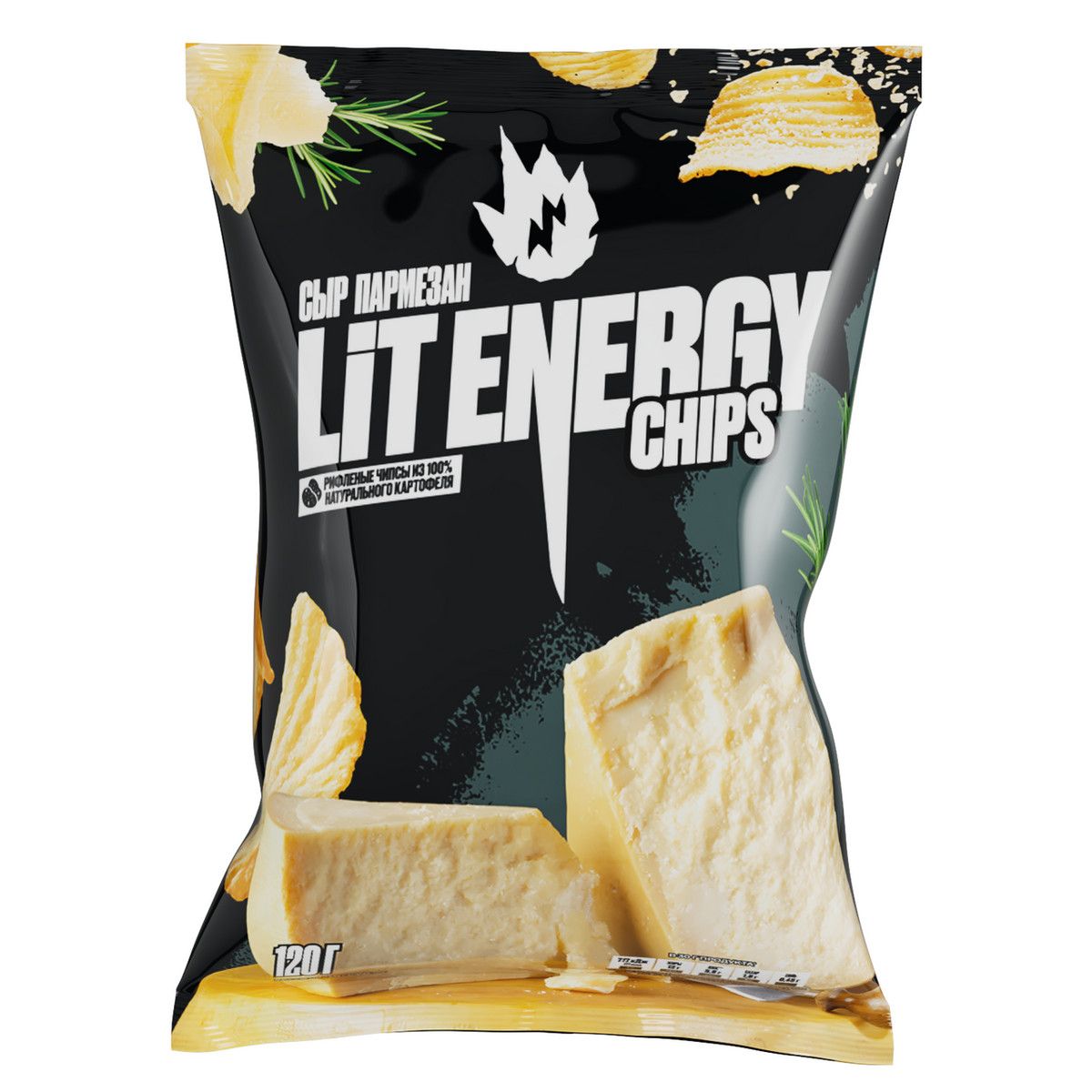 Чипсы Lit Energy пармезан, 120г. Упаковка 10шт. Набор 4 упаковки.