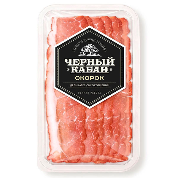 Окорок Клинский Чёрный Кабан сырокопчёный нарезка 95 гр