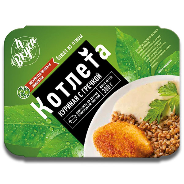 Котлета 4 Вкуса куриная с гречкой замороженная 300 гр