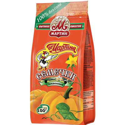 Семечки тыквенные "От Мартина" обжаренные без соли, 100г х 5шт.