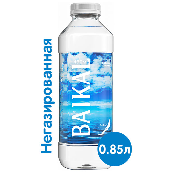 Глубинная байкальская вода Baikal430 0.85 литра, без газа, пэт, 6 шт. в уп.