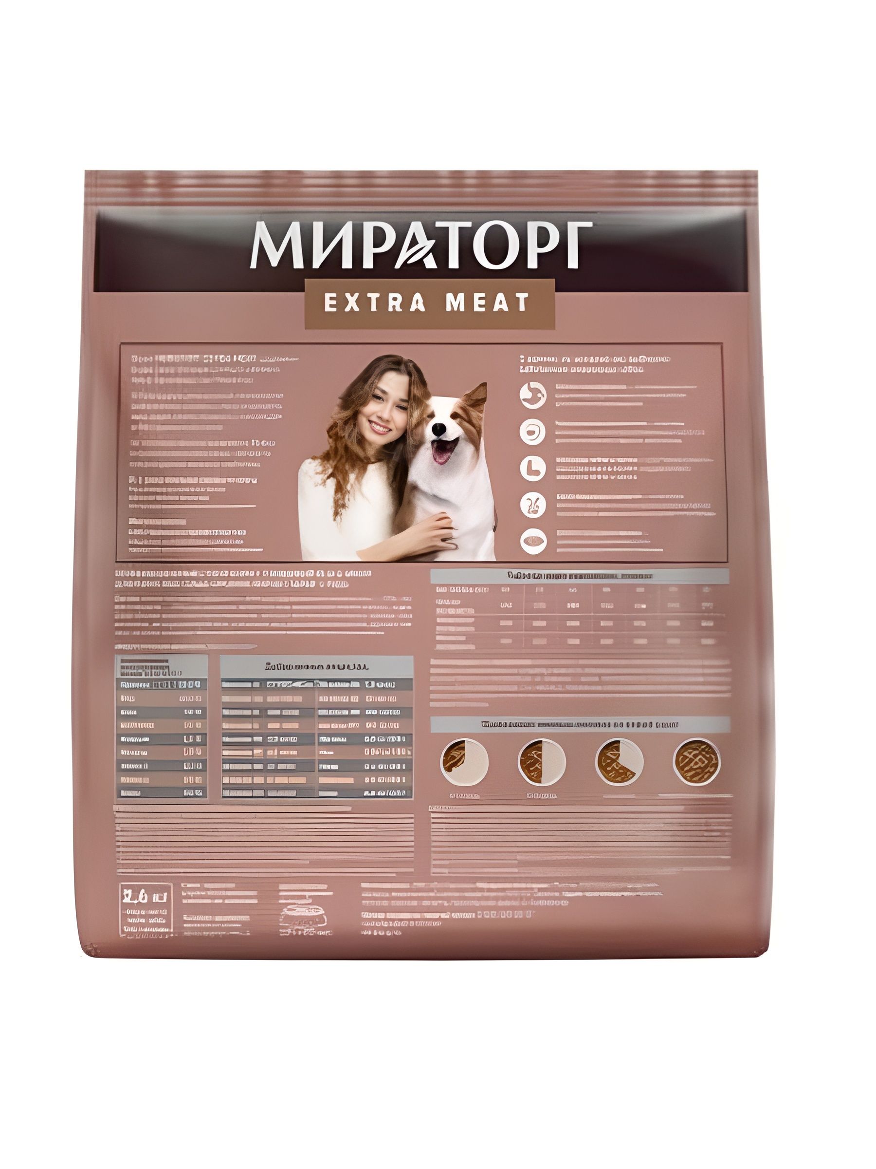 Корм сухой Мираторг Extra Meat для взрослых собак средних пород, 2.6кг