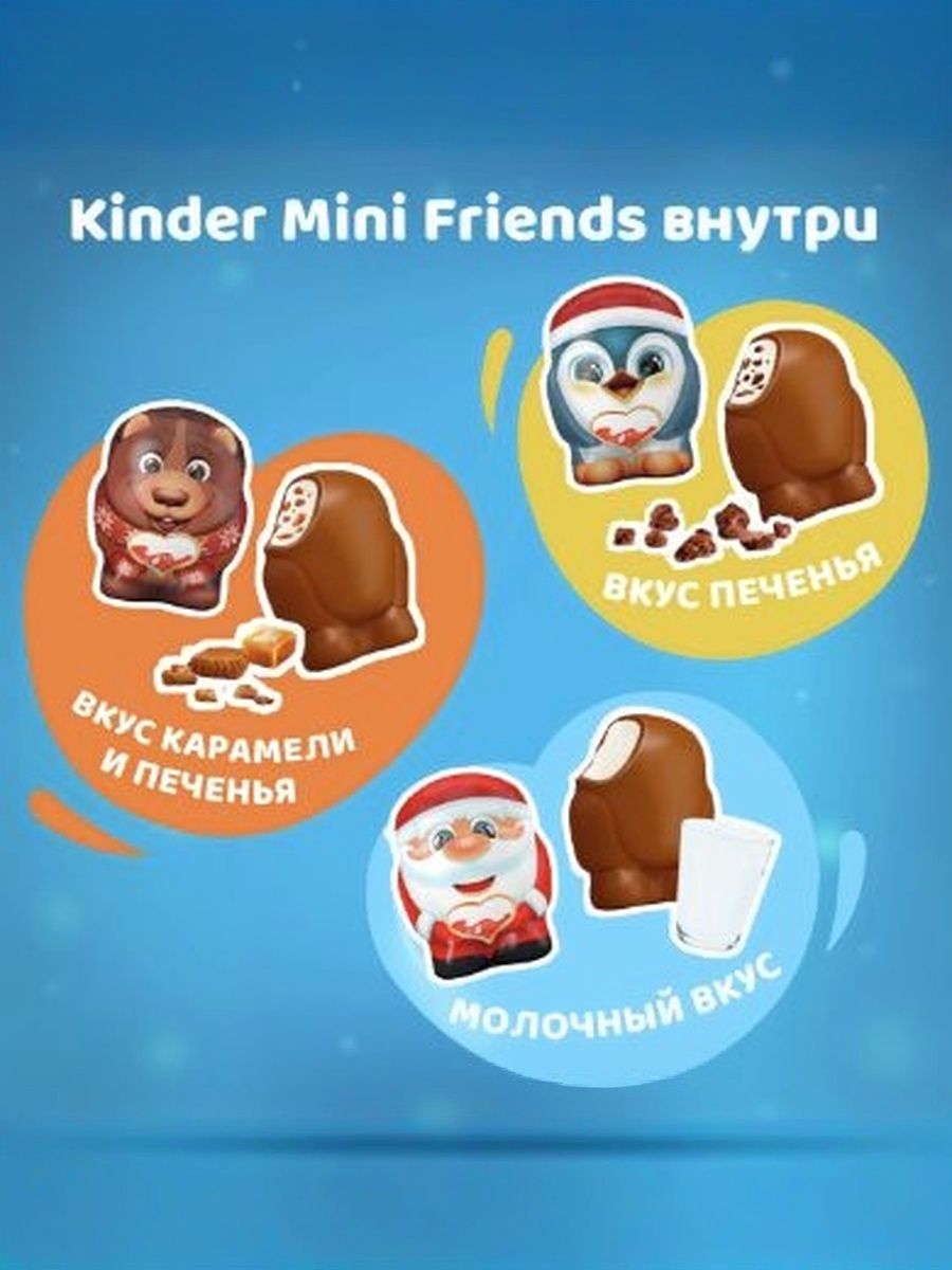 Новогодний подарок для детей. Адвент-календарь Kinder Mini Friends, 164 г. Набор 12 упаковок