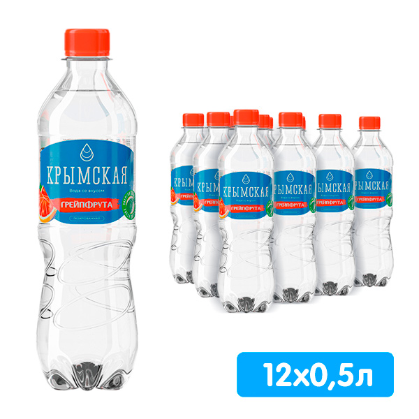 Вода Крымская вода со вкусом грейпфрута 0.5 литра, газ, пэт, 12 шт. в уп.