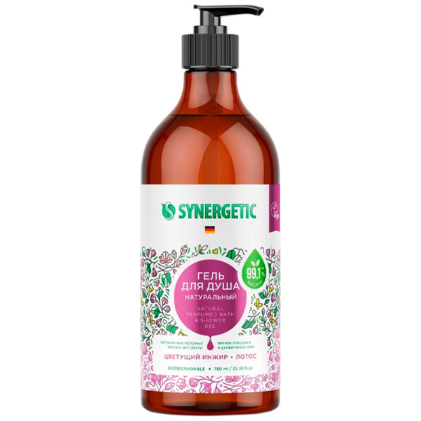 Гель для душа Synergetic Цветущий инжир и лотос 750 мл