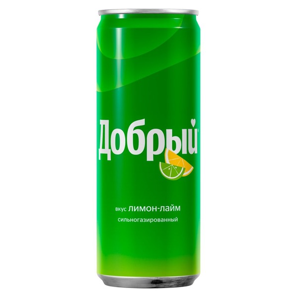 Напиток Добрый Лимон-Лайм 0.33 литра, газ, ж/б, 12 шт. в уп.
