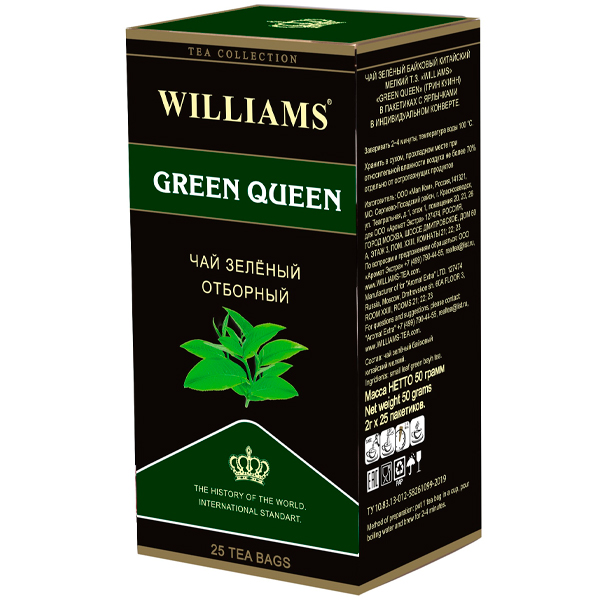 Чай зеленый Williams Green Queen китайский отборный 25 пак