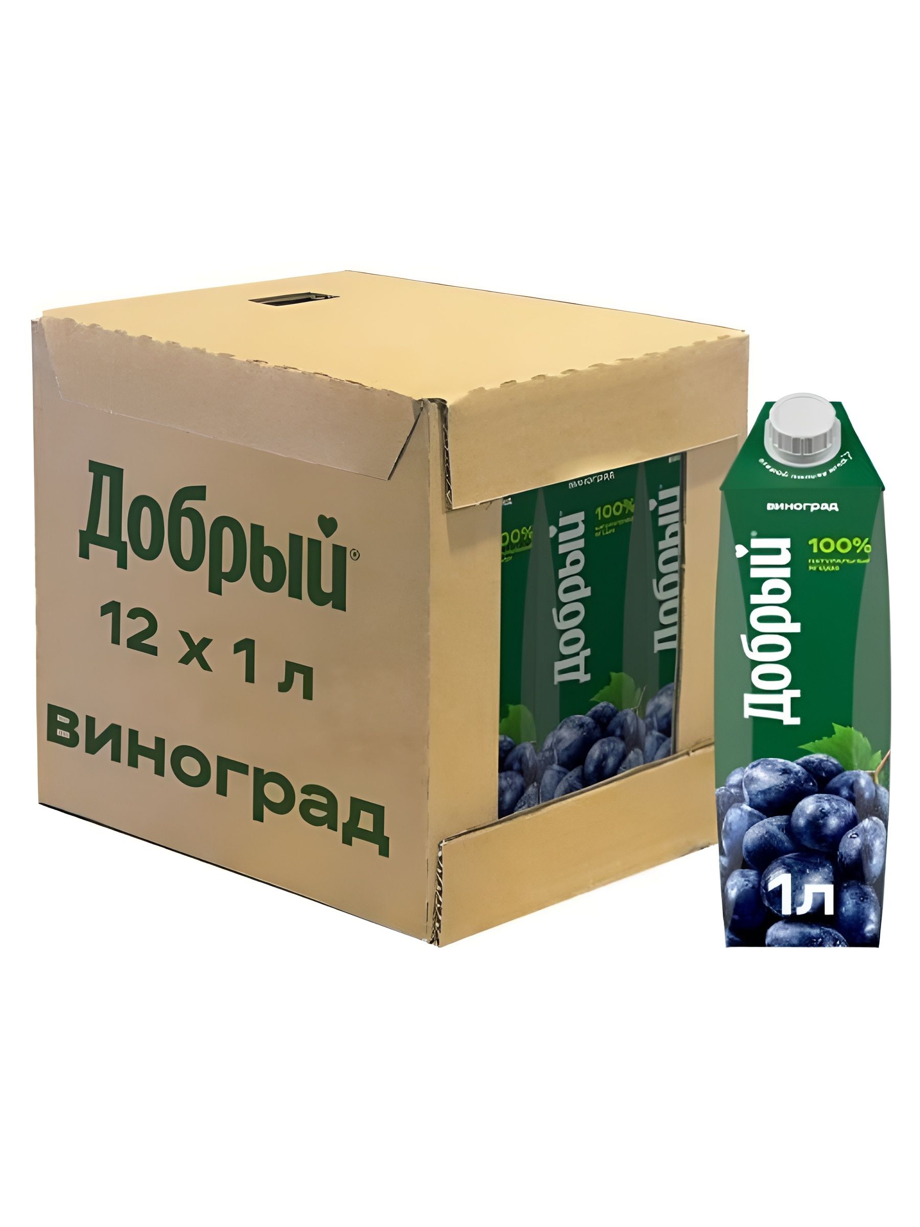 Нектар Добрый Виноград, 1 л. Упаковка 12 шт.