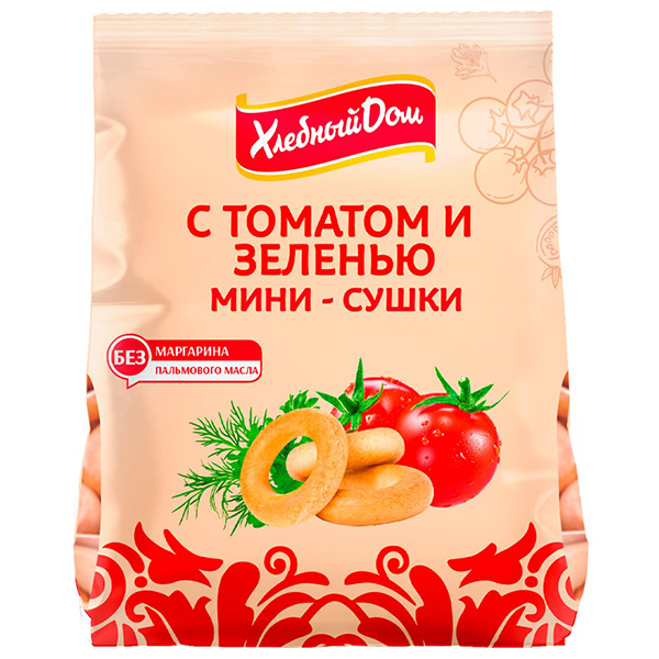 Сушки мини Хлебный дом с томатом и зеленью 180 гр