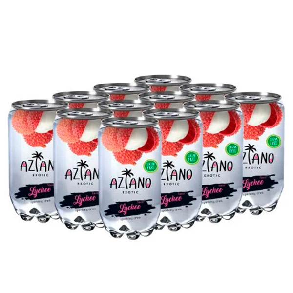 Напиток Aziano со вкусом Личи 0.35 литра, слабогазированный, пэт, 12 шт. в уп.