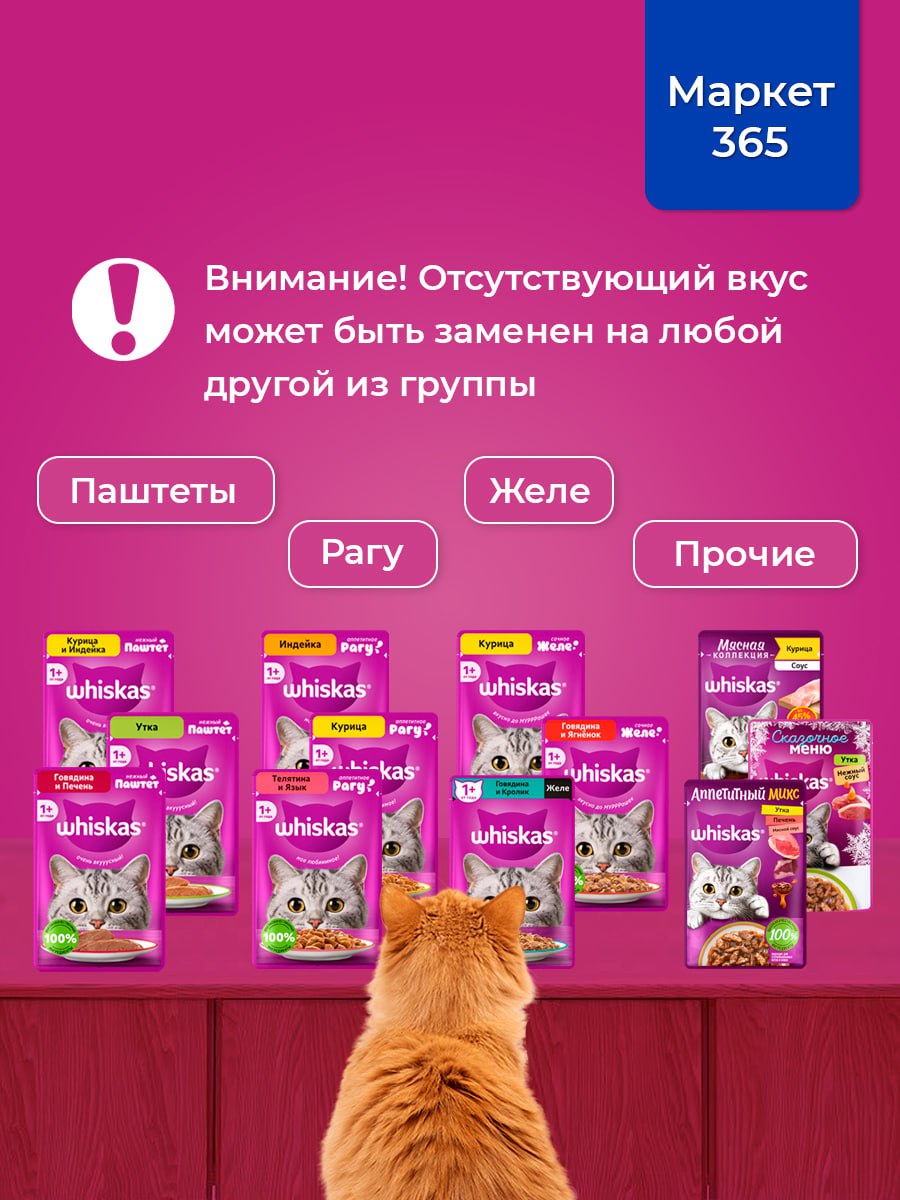 Влажный корм для кошек Whiskas, Рыбная коллекция, лосось в желе 75 г х 28 шт