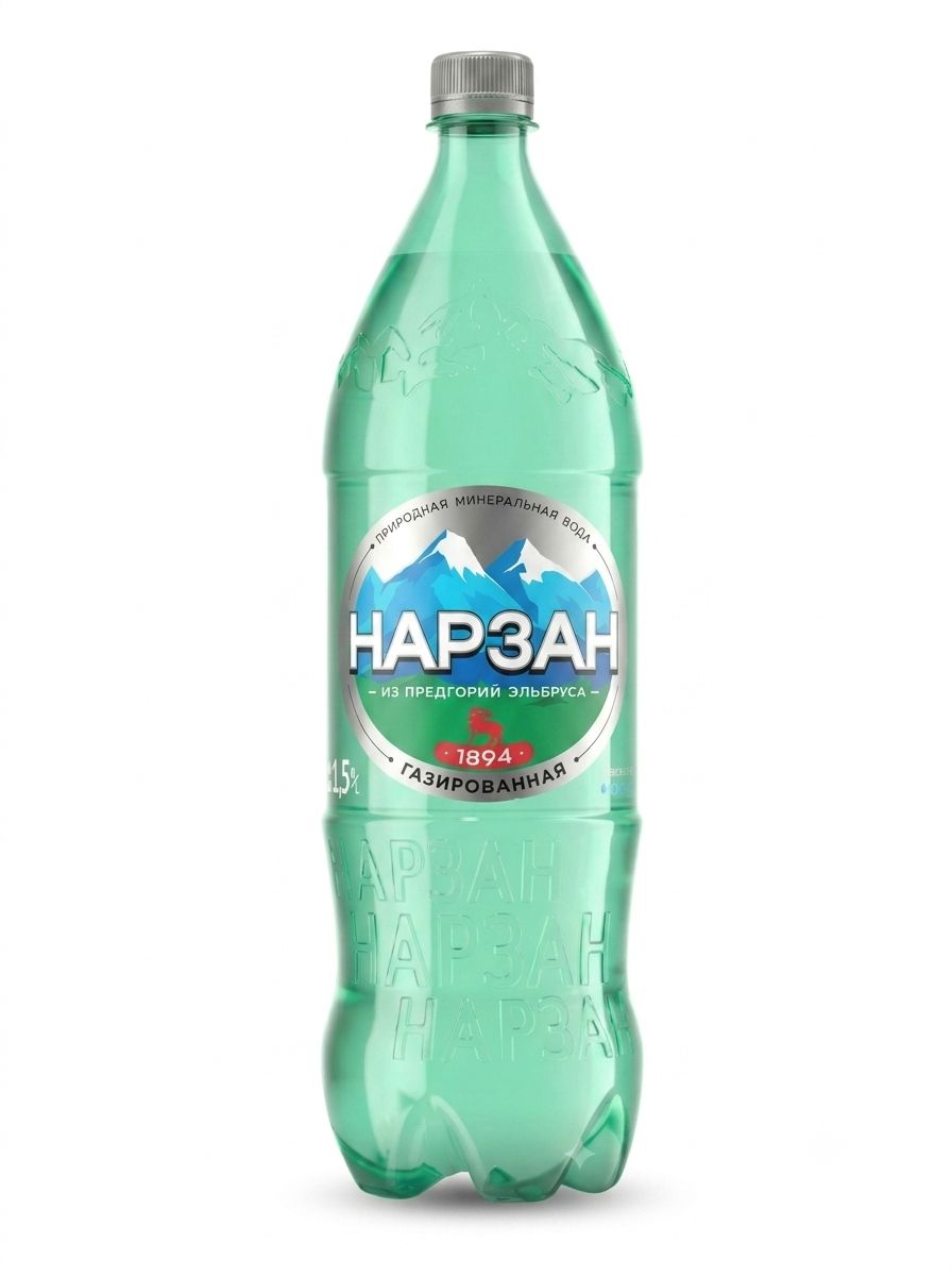 Вода минеральная газированная Нарзан 1,5 л, 1шт, ПЭТ.