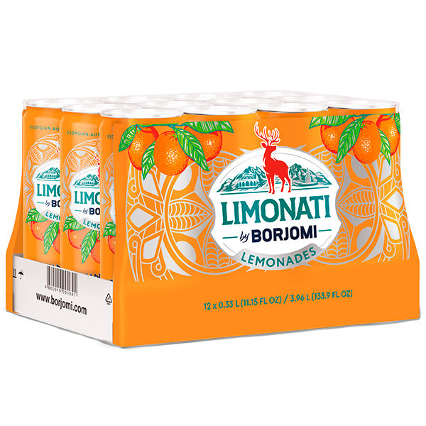 Напиток Limonati by Borjomi с соком мандарина, газ, ж/б, 0,33 литра, 12 шт. в уп.