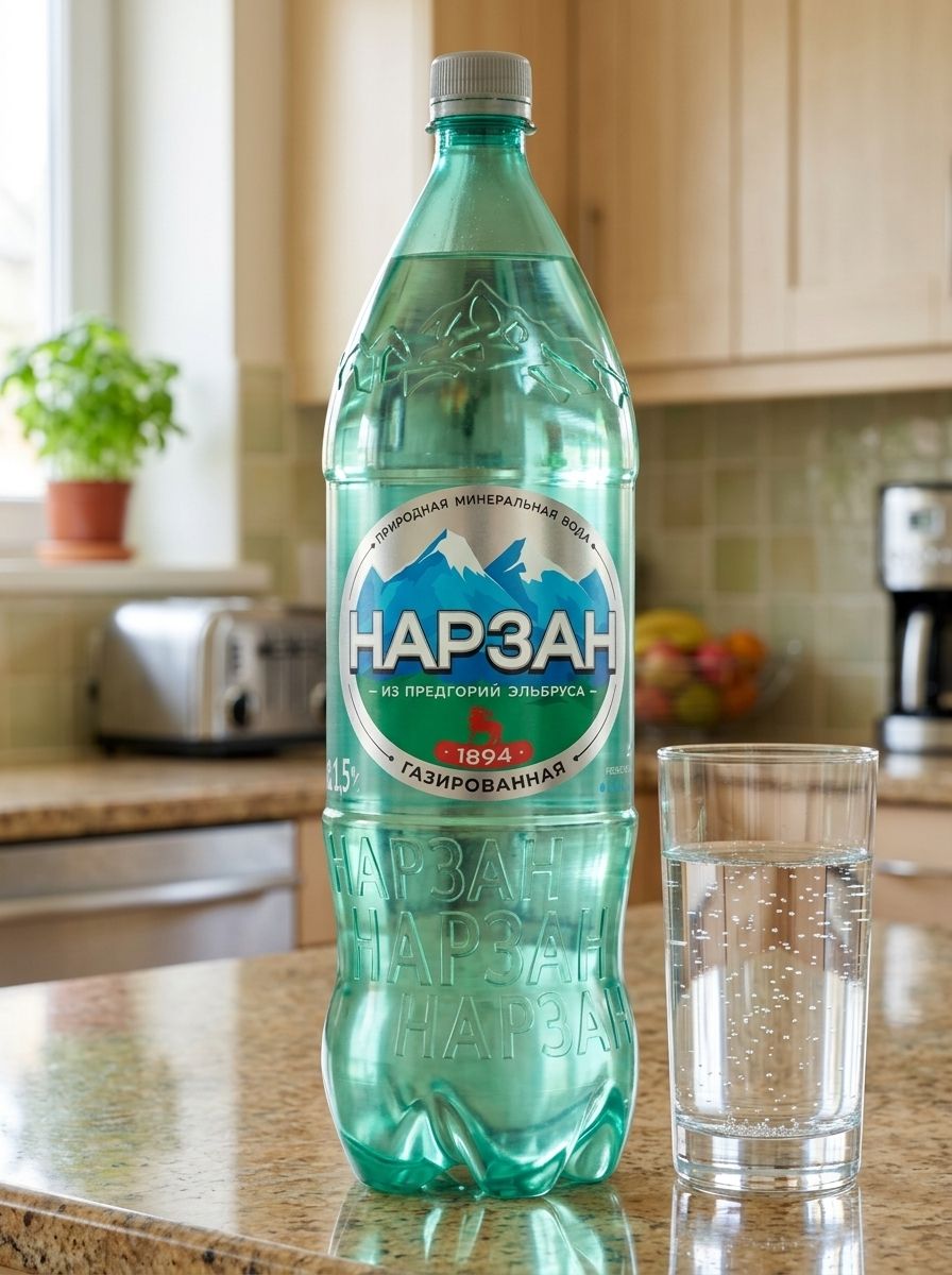 Вода минеральная газированная Нарзан 1,5 л, 1шт, ПЭТ.