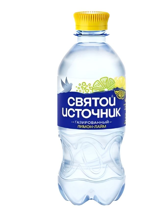 Вода Святой Источник с лимоном и лаймом газированная. ПЭТ, Упаковка 0,33л 12 шт.