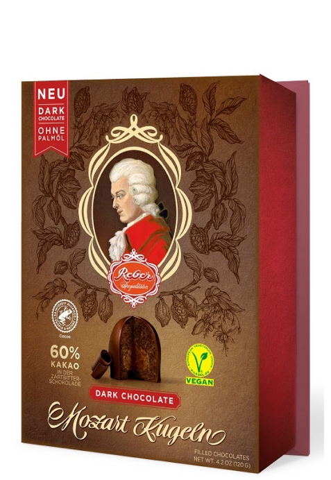 Конфеты Reber из темного шоколада "Mozart Kugeln" с нг открыткой 120г