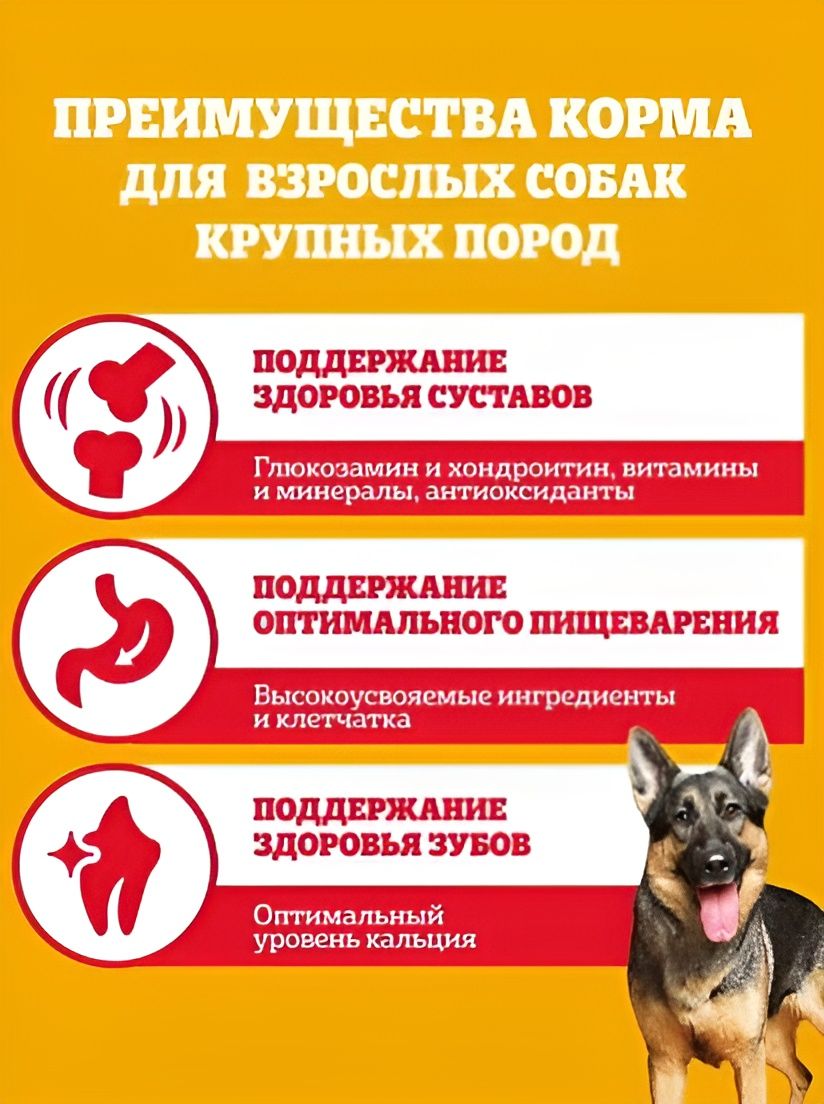 Корм сухой PEDIGREE для взрослых собак всех пород, с говядиной, 13кг