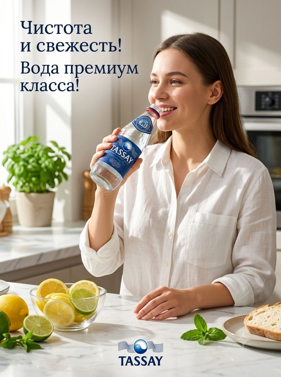 Вода Tassay 0.25 литра, газ, стекло, (упаковка 12 шт)
