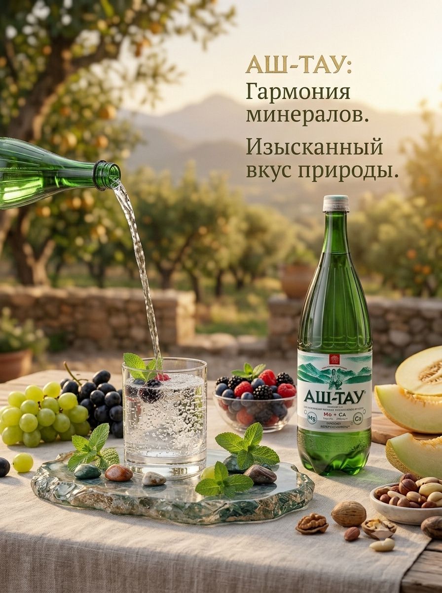 Вода Аштау минеральная лечебно-столовая газированная, 1.5л, ПЭТ х 6шт.