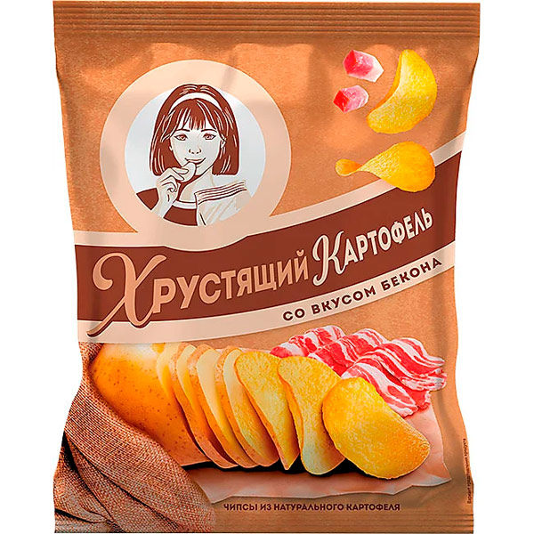 Чипсы Хрустящий картофель в ломтиках со вкусом бекона 70 гр