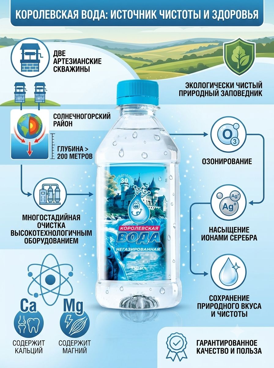 Вода питьевая Королевская Вода 0.33 л негазированная (упаковка 24 шт.)