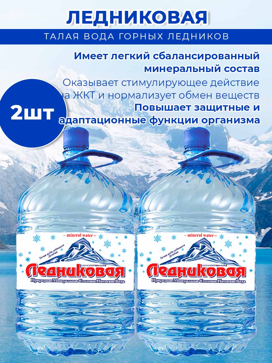 Вода питьевая Ледниковая 19л (бутыль одноразовая 2 шт.)