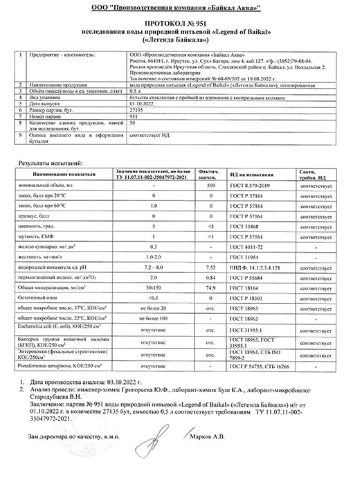 Вода Легенда Байкала 0.5 литра, без газа, пэт, 12 шт. в уп.