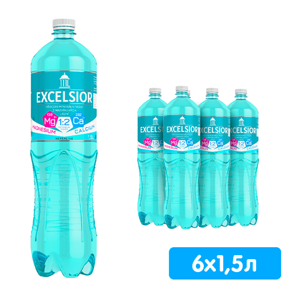 Вода Excelsior 1.5 литра, газ, пэт, 6 шт. в уп.