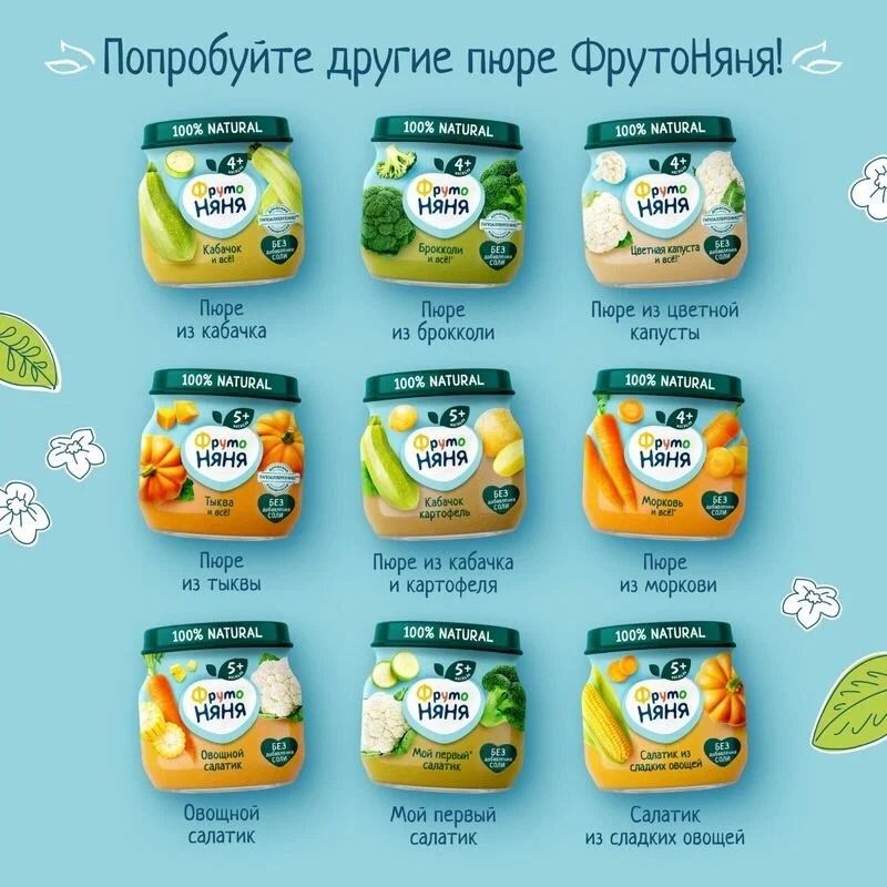 Пюре фруктовое детское ФрутоНяня Груша с 4 месяцев, 100г. Упаковка 12 шт.