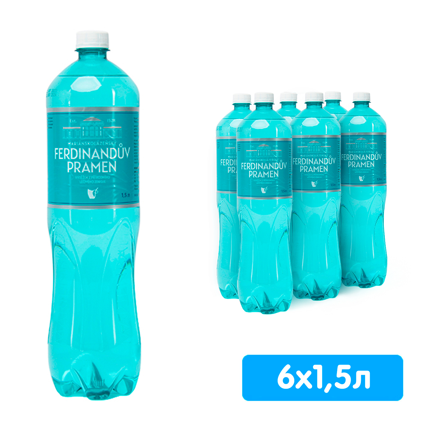 Вода Ferdinanduv pramen / Фердинандов прамен 1.5 литра, газ, пэт, 6 шт. в уп.
