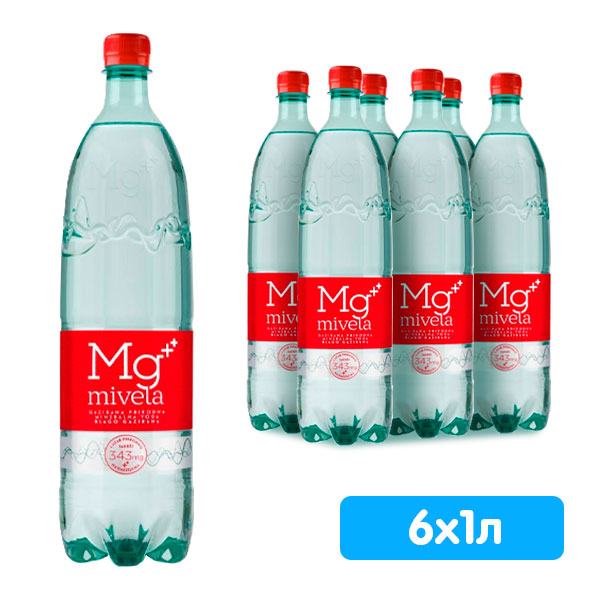 Вода Mivela Mg++ / Мивела 1 литр, слабогазированная, пэт, 6 шт. в уп.