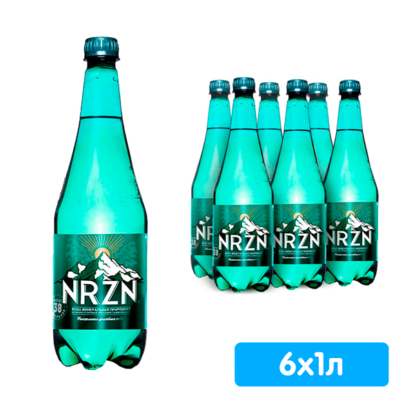Вода NRZN 1 литр, газ, пэт, 6 шт. в уп.