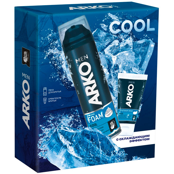 Набор подарочный Arko Men Cool Пена для бритья 200 мл + Крем после бритья 50 мл