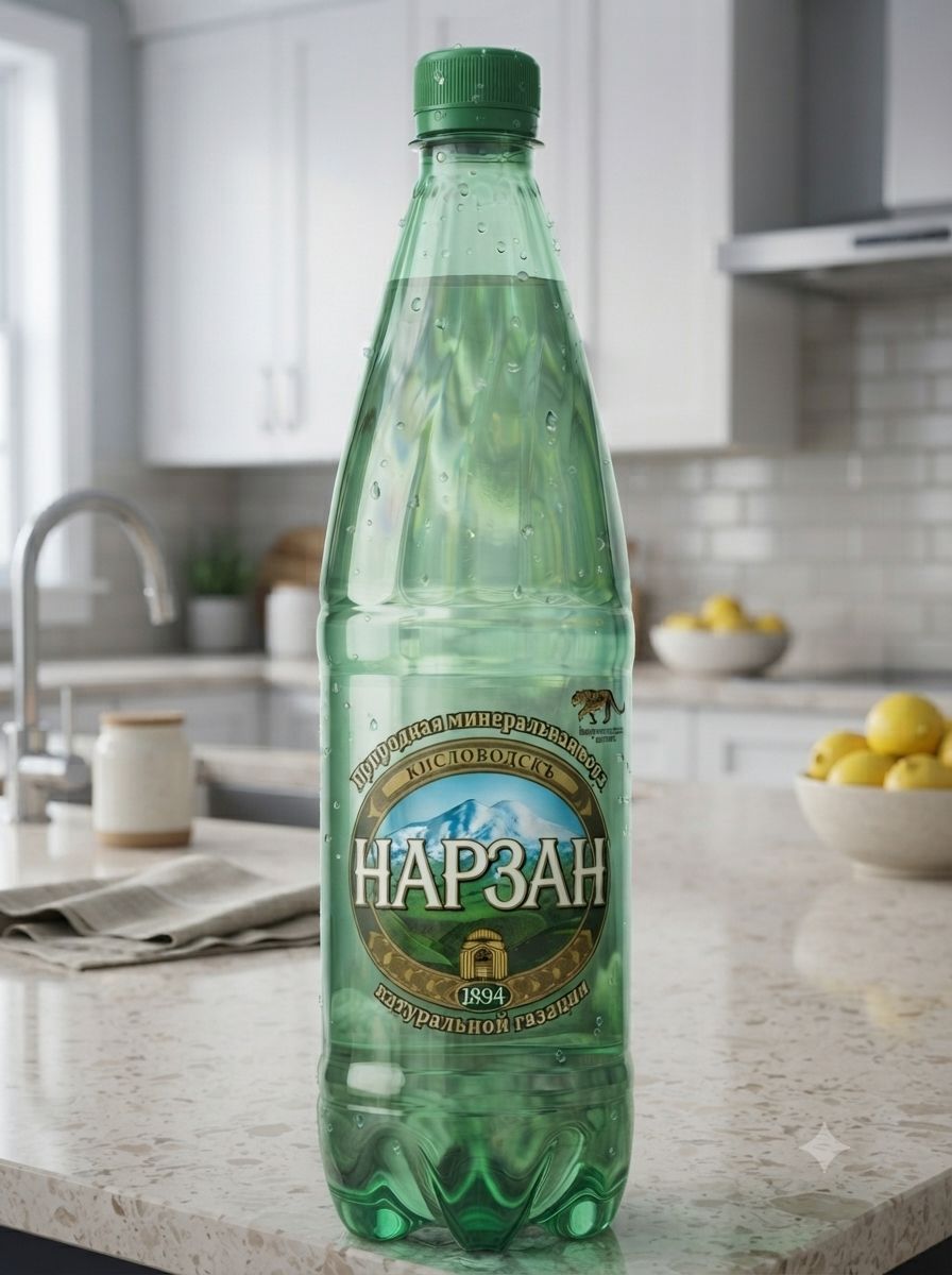 Вода минеральная газированная Нарзан, 1 шт, ПЭТ, 1л.