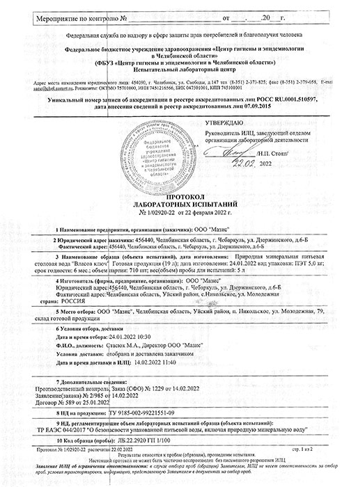 Вода Власов ключ 5 литров, 2 шт. в уп.