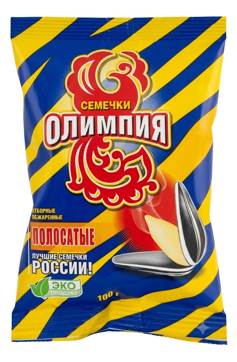Семечки обжаренные отборные полосатые без соли "Олимпия" 100г х 10шт.